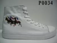 polo ralph lauren oiled suede high top boat chaussures in lt poo34 blanc